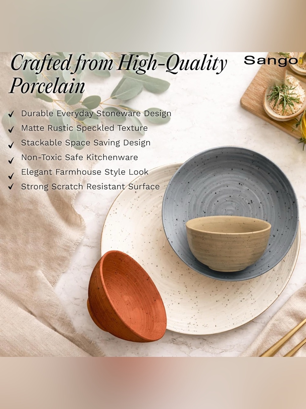 NEW Sango Siterra Painter’s Palette Ceramic Dessert Bowls - Set of 4 - Picture 8 of 8